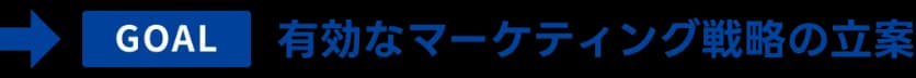 矢印の先にGOAL「有効なマーケティング戦略の立案」と続く帯