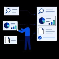 リサーチャーが調査結果を解説しているイラスト