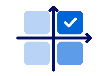 2×2のマトリクスにチェックを入れたイラスト