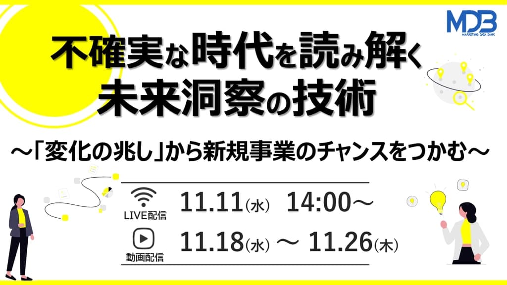 【11/11LIVE配信&後日動画配信】不確実な時代を読み解く未来洞察の技術~「変化の兆し」から新規事業のチャンスをつかむ~