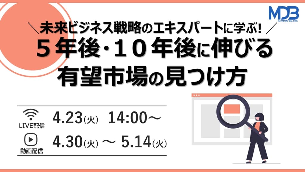 【4/23LIVE配信&後日動画配信】未来ビジネス戦略のエキスパートに学ぶ!5年後・10年後に伸びる 有望市場の見つけ方